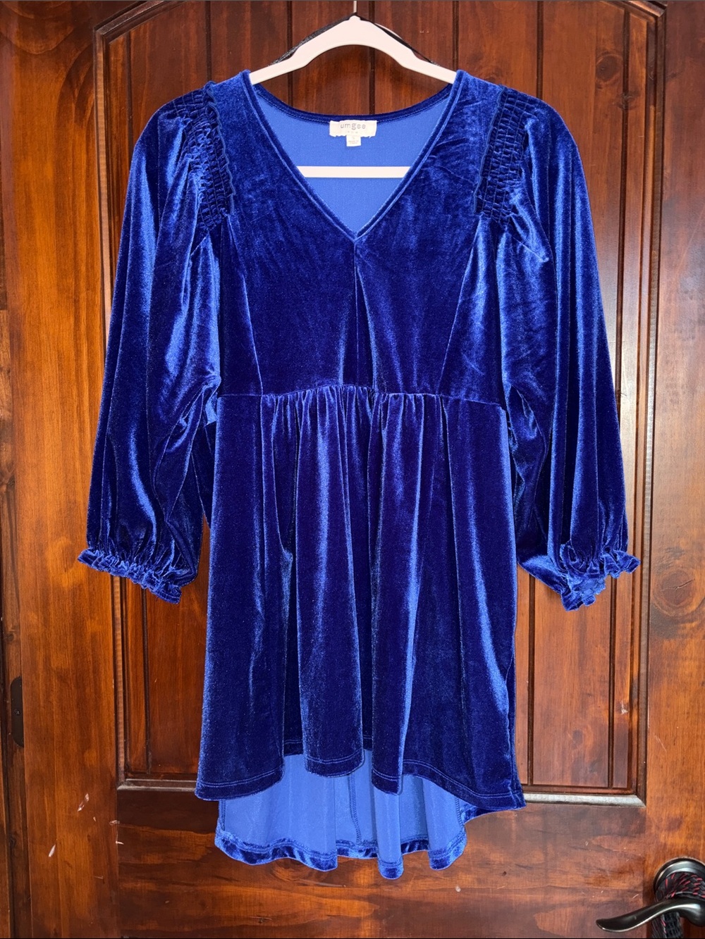 Royal Blue Velvet V-Neck Tunic